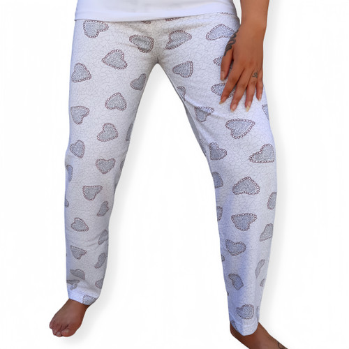 شلوار راحتی زنانه کمر کشدار سفید طرح فانتزی