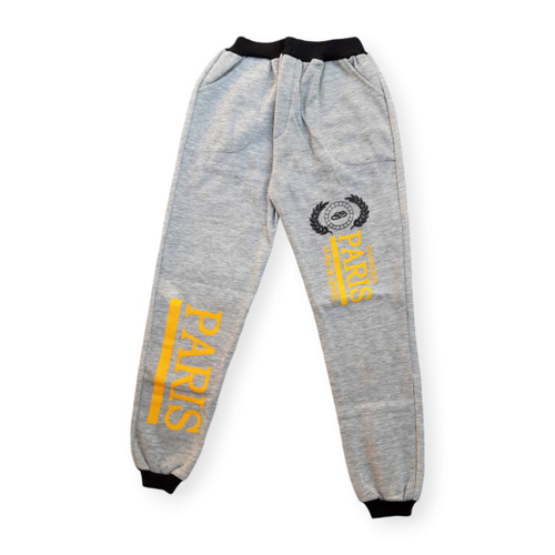 شلوار اسلش پسرانه طوسی روشن دورس ضخیم از نمای جلو