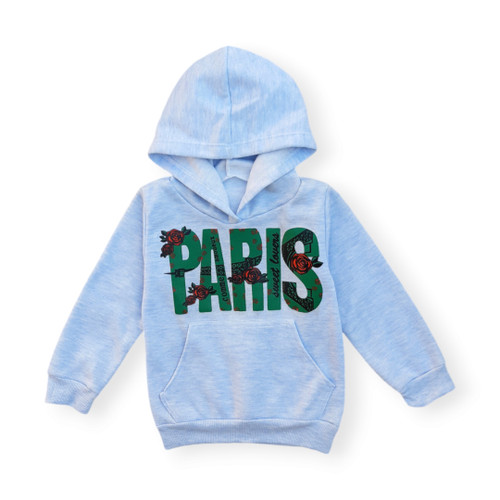 هودی دخترانه دورس آبی طرح برج ایفل مناسب یک تا دو سال