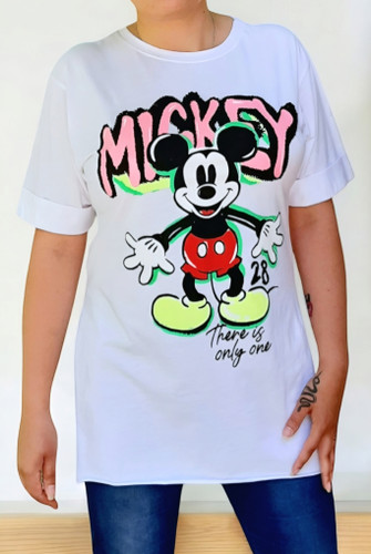 تیشرت زنانه سفید میکی موس با چاپ باکیفیت – برند EMR