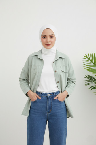 کت کتان زنانه سبز دریایی اسپرت و راحت
